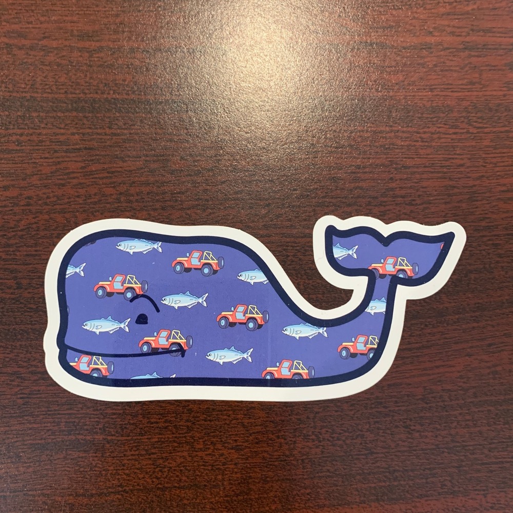 Vineyard Vines 20th Anniversary Whale Sticker Jeep Fish Pattern Navy Blue Decal